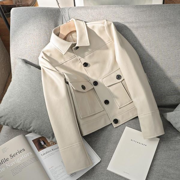 

women's leather & faux spring jacket women 2021 slim pu motorcycle biker black coats female single-breasted jackets womens