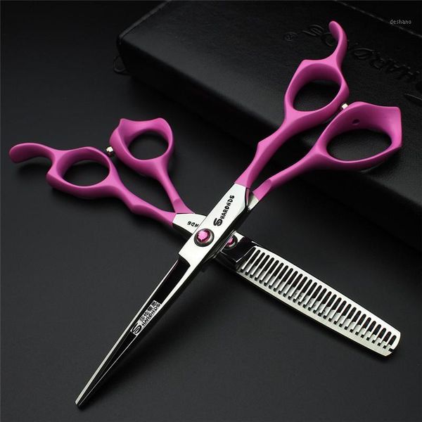 

inch barber haircut thinning scissors salon professional stainless steel set pink hair chunker1