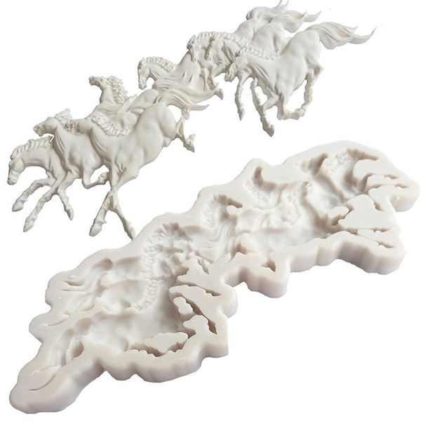 

cake tools 1pcs gumpaste mold sugarcraft 8 horse silicone fondant chocolate kitchen accessories decorating