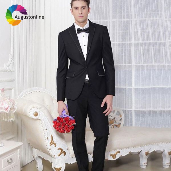 

men's suits & blazers 2 piece (jacket+pants) custom made peaked lapel black men wedding suit slim fit groom tuxedo groomsmen blaze, White;black