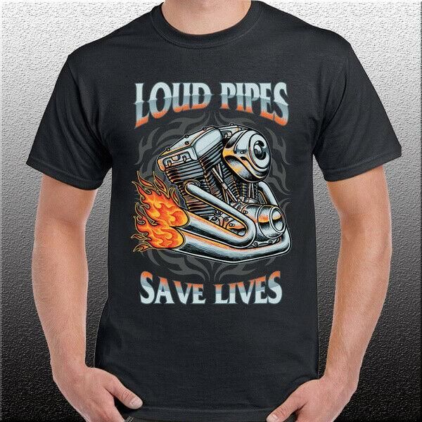 

biker t shirt loud pipes save lives size m-5xl, White;black