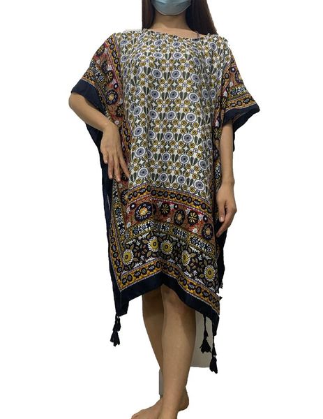 

ethnic clothing dress length 90 cm bustline thailand printed cotton kaftan short comfortable quality robe african boubou, Red