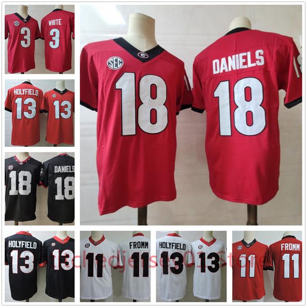 

georgia bulldogs college jersey 18 daniels 3 white 11 fromm 1 michel fields football wear stitched jerseys, Black