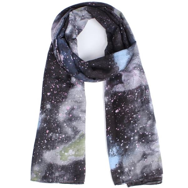 

scarves 2021 lightweight fashion design women scarf galaxy sky print polyester soft long black coffee 180*75 cm, Blue;gray
