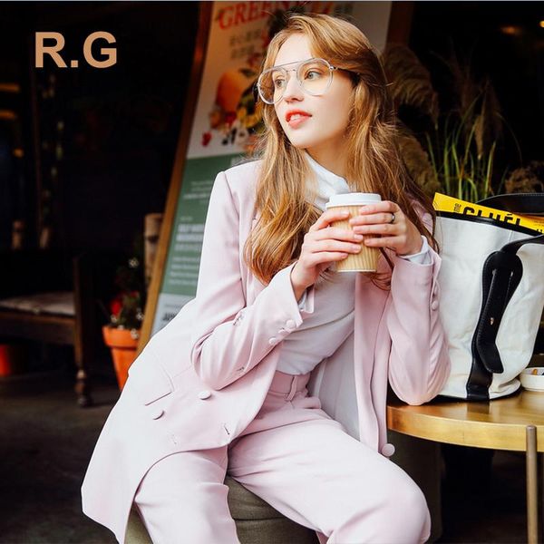 

women's suits & blazers rg custom made pants work bussiness formal elegant women suit set pink beige office ladies blazer trousers 2021, White;black