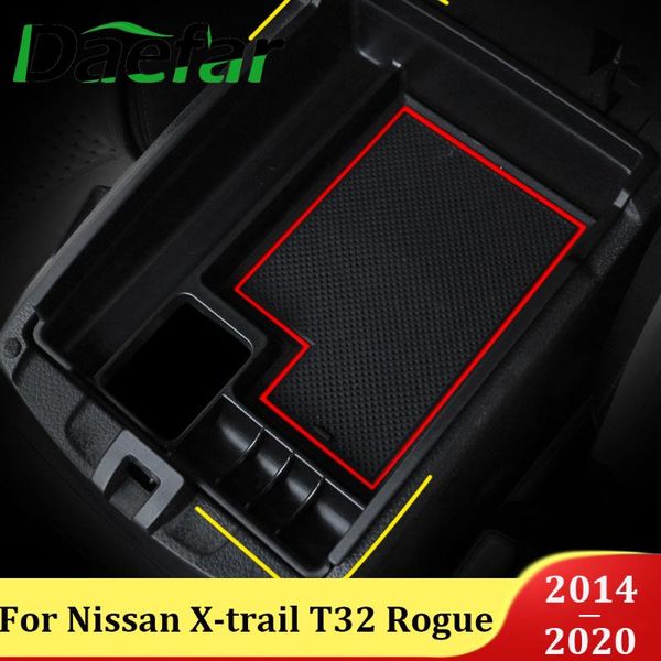 

daefar car central armrest storage box for x-trail t32 rogue 2014 - 2021 center console flocking organizer containers