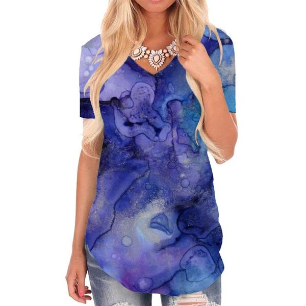

women's t-shirt giyu brand colorful women art shirt print v-neck tshirt painting funny t shirts womens clothing fashion, White