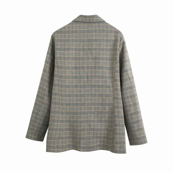 

fashion clothing long sleeve women jackets outerwear coats the fall women's loose plaid blazer, Black;brown