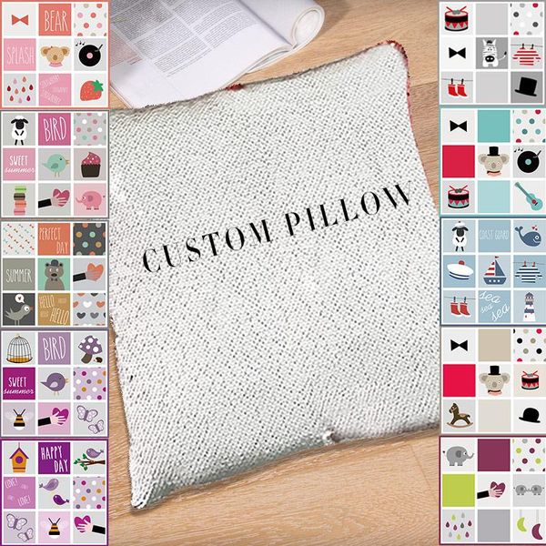 

modern home decor chair cushion square pillow custom reversible sequin glitter print cartoon pillowcase seat cover j036 cushion/decorative