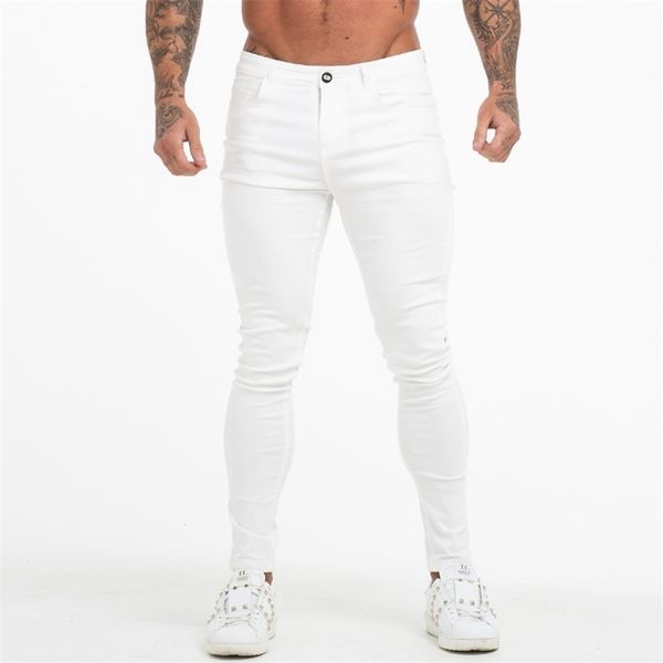 GINGTTO Jeans Uomo Bianco Cotone Pantaloni a vita alta Stretch Plus Size Estate Uomo Elastico 36 zm55 211108