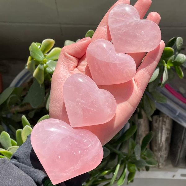 

1pcs natural crystal heart shape massage quartz and mineral reiki healing decorative objects & figurines
