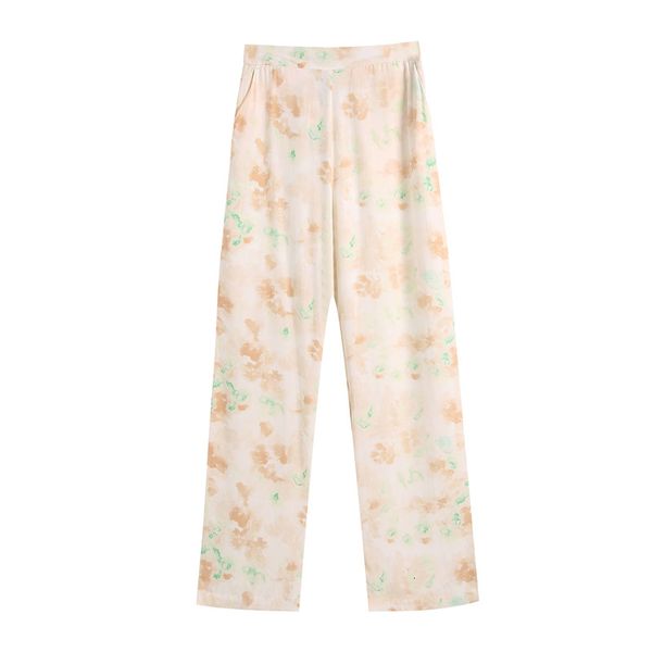 

women's pants & capris bslqr casual wide leg pants lady 2021 high waist floral print women's summer elegnat vintage pockets trouse, Black;white