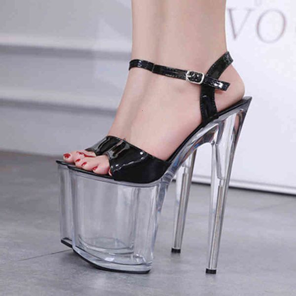 

dress shoes stiletto 20cm super high heel open toe sandals nightclub dancing stilettos platform ladies pole t-show model shoes lg4h, Black