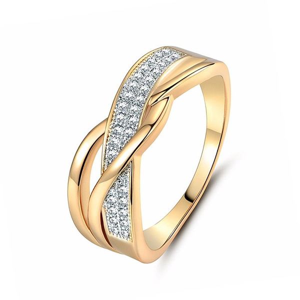 

wedding rings fashion crystal cross ring for women alloy trendy jewelry size 6 7 8 9 10 party graceful engagement, Slivery;golden