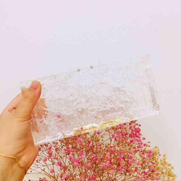 

women's fashion transparent acrylic ice crack small square hand dinner bag
