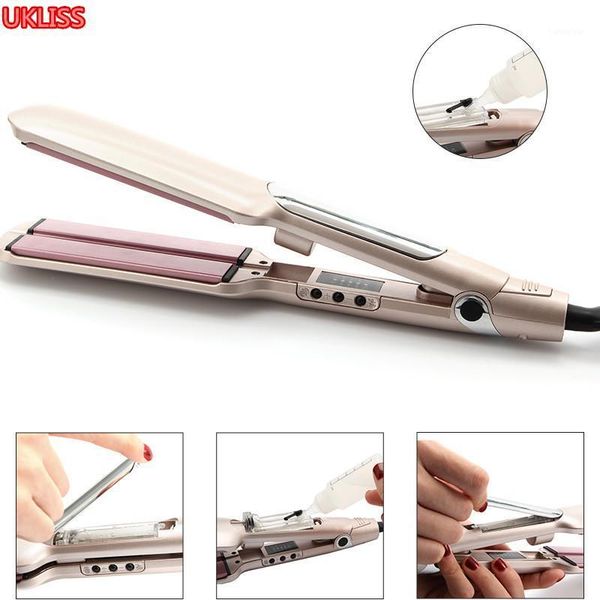 

hair straightener steam infrared vapor organ oil ceramic flat iron for straightening steampod styling tools straighteners1, Black