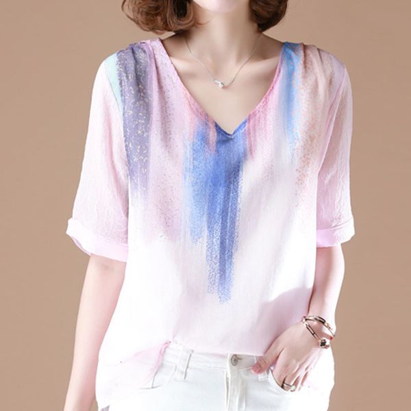 

fashion women and blouses ladies short sleeve chiffon shirt plus size 4xl harajuku blouse 4169 50, White