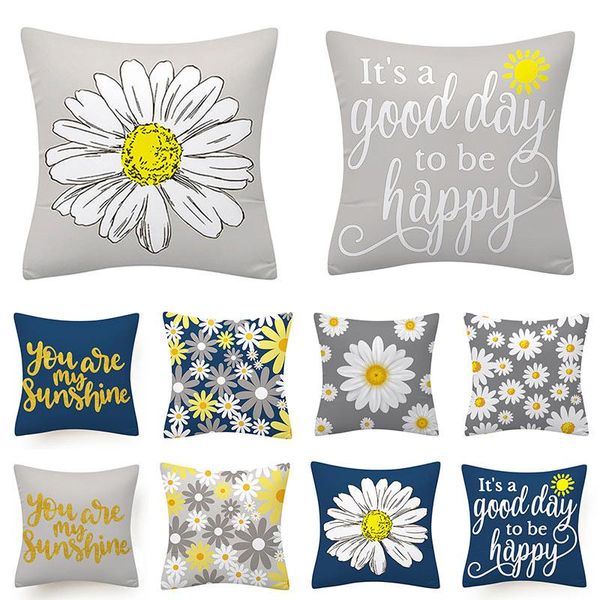 

pillow case 1pc grey yellow daisy pillowcase soft comfortable cushion cover nordic style multifunctional car decor pillowslip