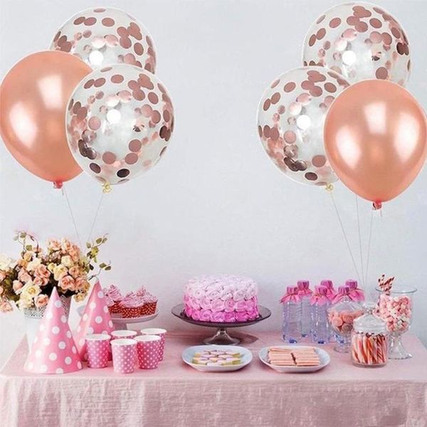 

party decoration 10pcs/set 12 inch rose gold balloons latex ballon confetti wedding sequin birthday ball