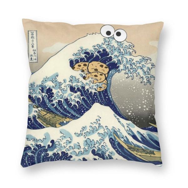 

cushion/decorative pillow cookie monster harajuku japanese great wave off kanagawa throw cover polyester decorative customized pillowcase