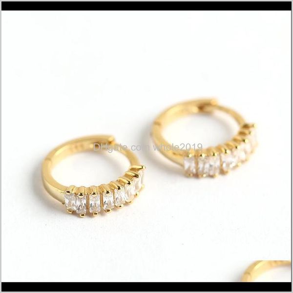 

& hie drop delivery 2021 ins real 925 sterling sier zircon round hoop earrings for fashion women bohemian fine jewelry 18k gold aessories gi, Golden;silver