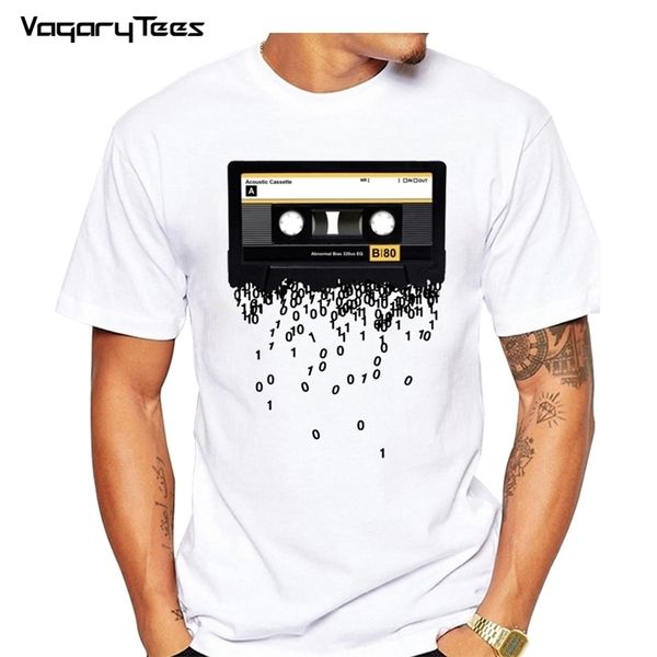 

funny retro cassettes printed t-shirt men's funny creative 80's music the death of the cassette tape tshirt 210409, White;black