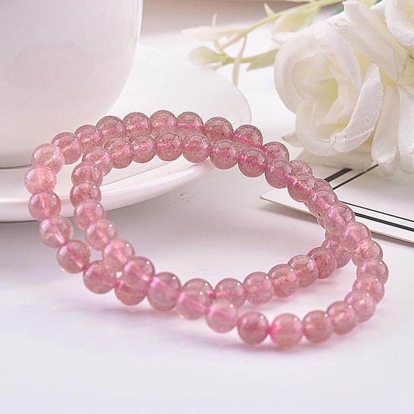 

bangle tb-137 small fresh synthetic strawberry crystal beaded elastic bracelet diy hand jewelry women, Black