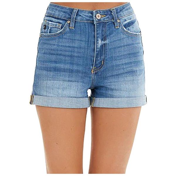 

women's shorts large size denim girl 2021 high waist thin skinny hips stretch leg length tight jeans women, White;black