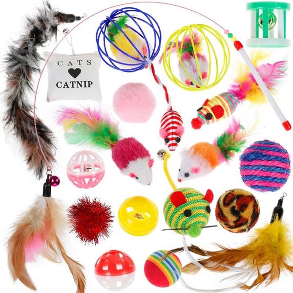 

cat toys toy 20pcs interactive training chew ball for dog funny multi-shape kitten stick feather pet accessories