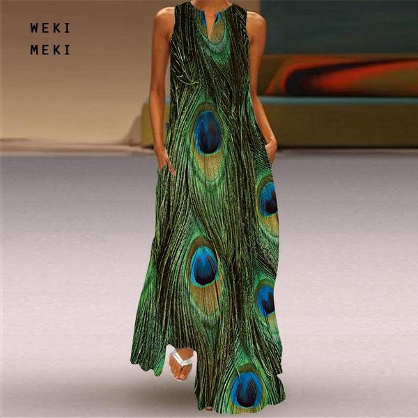 

casual dresses woman summer long dress polyester sleeveless flower printed girls beach maxi for women plus size 5xl vlcq63-70 5.22, Black;gray