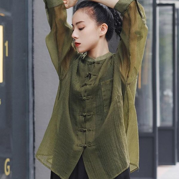 

ethnic clothing chinese style women's summer 2021 tang suit thin harakuju loose casual vintage shirt hanfu ladies, Red