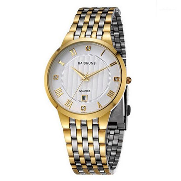 

wristwatches 2021 men watches stainless steel watch mens gold business man horloge mannen, Slivery;brown