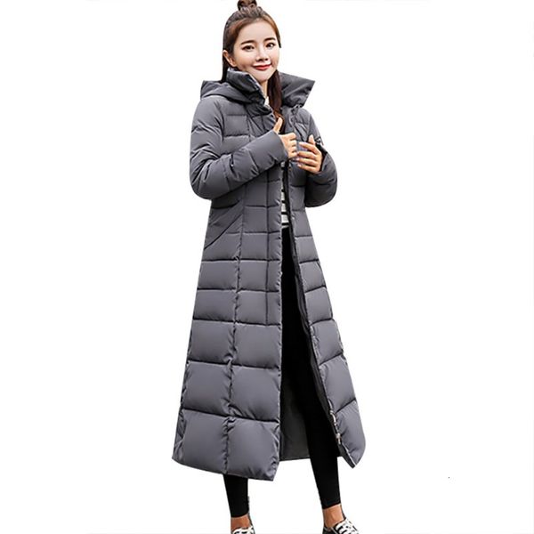 

women's down & parkas drop winter coat women abrigos mujer invierno quilted puffer fur long padded plus ladies thicken hooded parka, Black