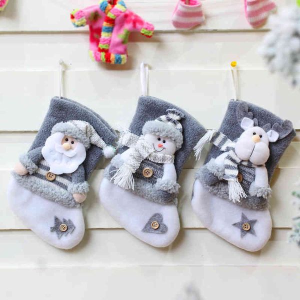

qunyuan new products decoration thick flannel pendant christmas socks gift bag