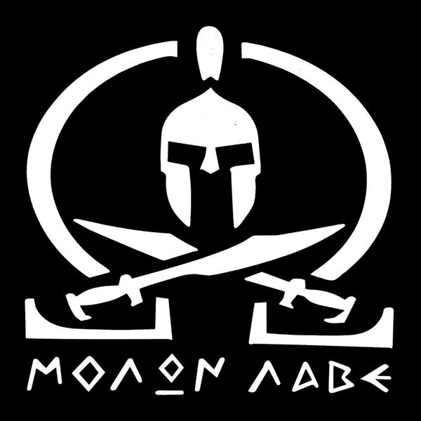 

14cmx14cm molon labe spartan helmet swords crossed vinyl car sticker decals black