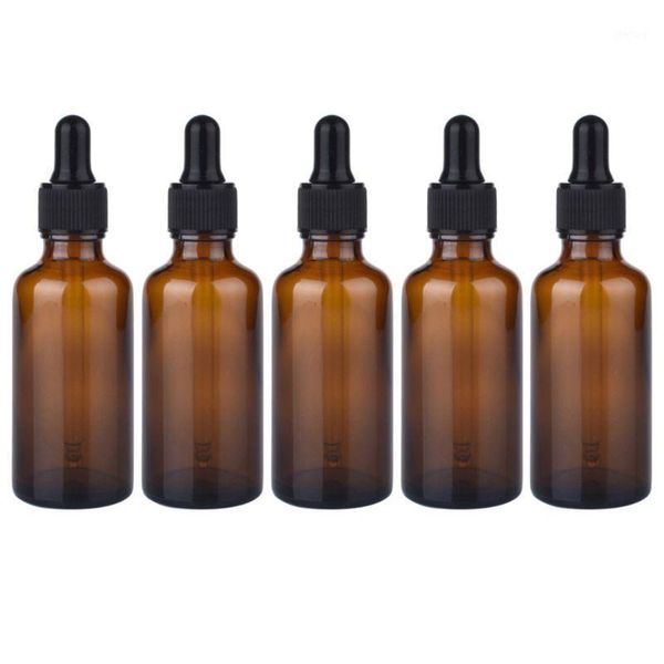 

storage bottles & jars 5pcs essential oil amber glass dropper sample vials perfume empty refillable fragrance cosmetic container