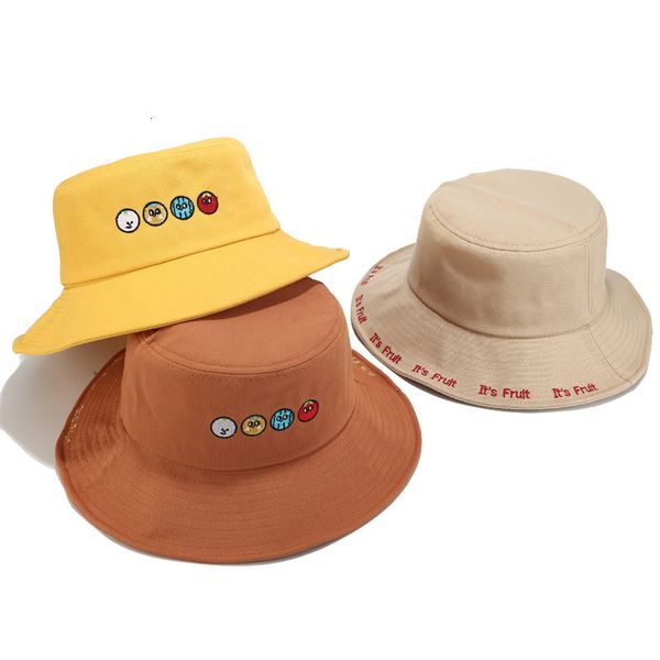 

hat girl autumn fashion outdoor sunshade big brim fisherman hat tide cartoon fruit embroidery basin hat