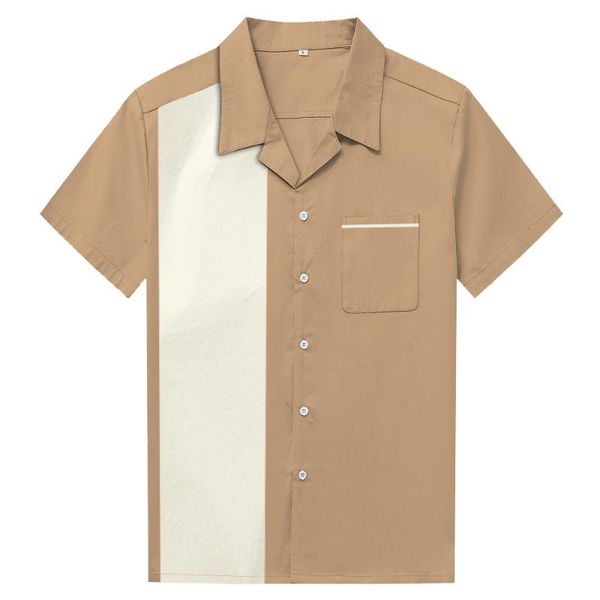 

punk style brown men's short sleeve shirt casual shirts, White;black