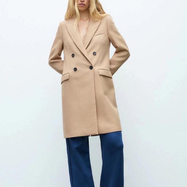 

women's wool & blends outerwear autumn and winter fashion solid color neutral style straight coat female jacket long-sleeved suit colla, Black