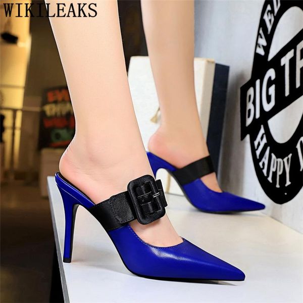 

pointed toe high heels shoes mules dress women black elegant 2021 pumps for