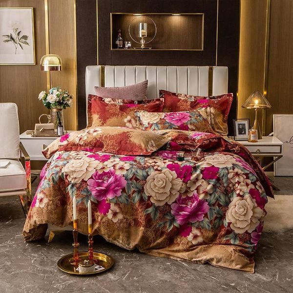 

bedding sets vintage blossom flowers duvet cover set brushed cotton heavy weigh warm zipper comforter bed sheet pillowcases