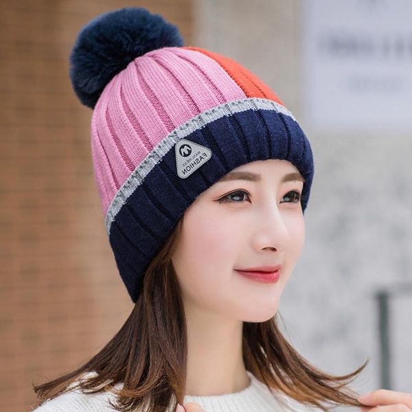 

cycling style hat female winter korean version plus cap velvet knitted head thick outdoor fashion protection ear new cniwr