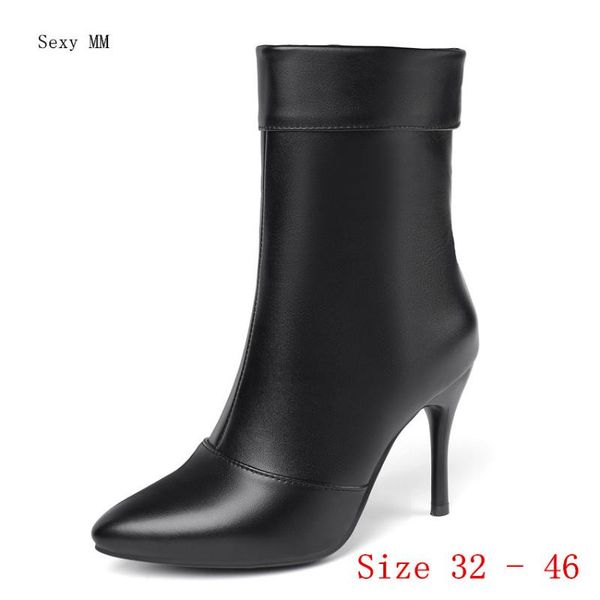 

boots spring autumn high heels women ankle heel shoes woman short small plus size 32 33 - 41 42 43 44 45 46, Black