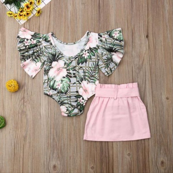 

2pcs newborn baby girl floral romper dress skirt outfits clothes summer, White