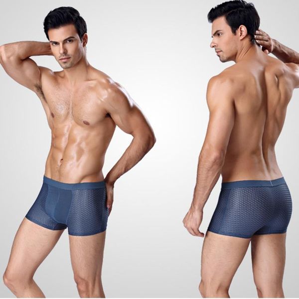 

underpants men boxers breathable mesh silk four corner underwear wholesale u pouch mens bodysuit, Black;white