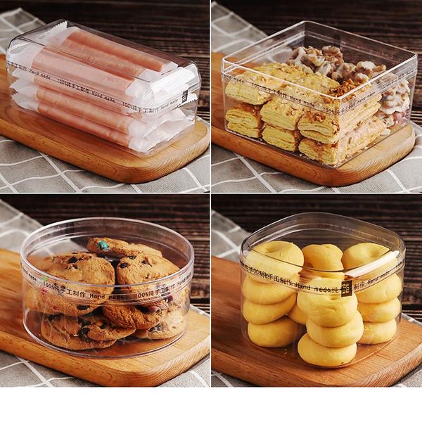 

10pcs cookies biscuits snack box hard plastic packaging boxes party gift cake pastry dessert cups with lids wrap