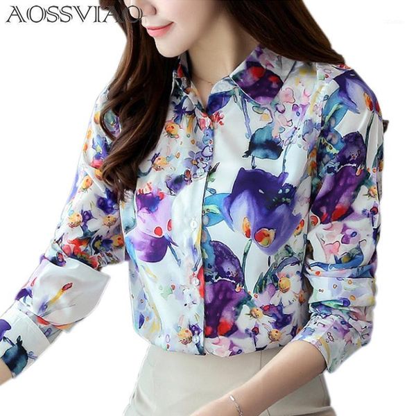 

women's blouses & shirts 2021 style lady print formal work blouse size s-2xl korean women printed chiffon slim fit, White