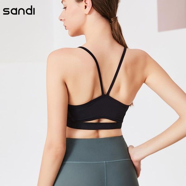 

women sports bra push up padded yoga gym workout running solid color halter fitness tank outfit