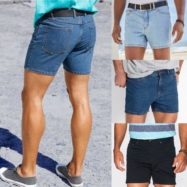 

men's jeans trousers designer short mens summer denim washed men shorts casual slim male 41xb, Blue