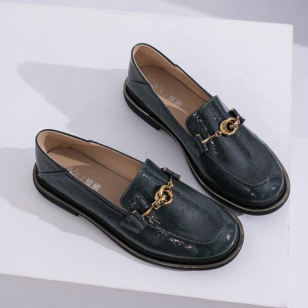 

dress shoes low heel women pumps pu slip-on comfortable set foot loafers metal buckle elegant ladies office womens, Black